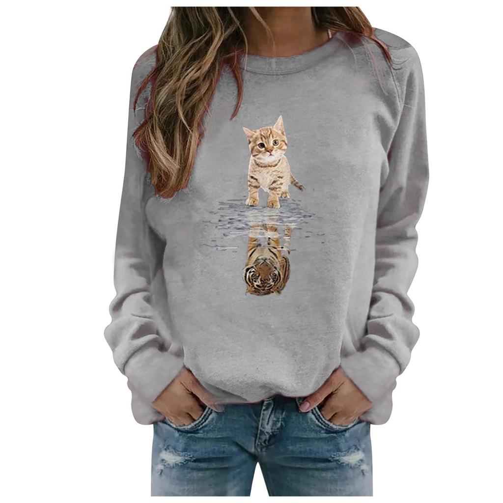 Winter Womens Casual Tops Ladies Print Sweatshirt Blouse Tee Sweater