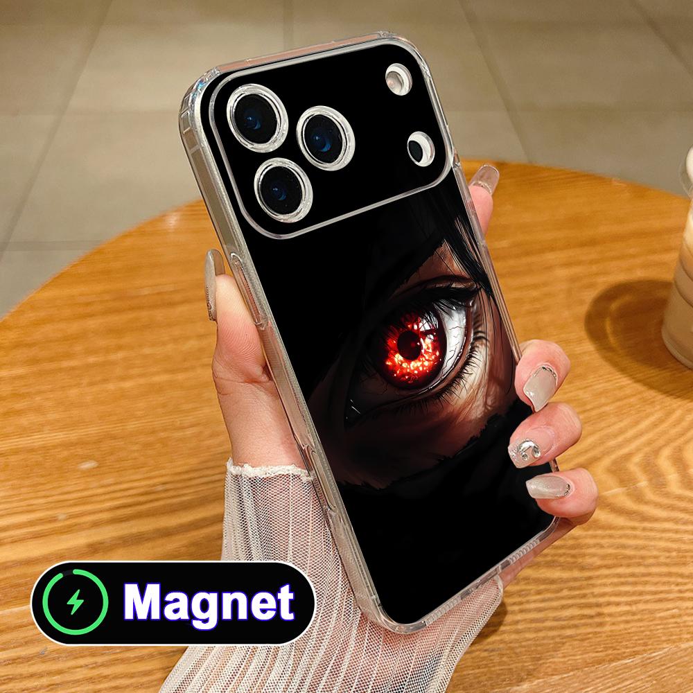 Anime Eyes Phone Case for iPhone 17 16 15 14 13 12 11 Air Pro Max Plus Mini Soft TPU Clear Magsafe Cover