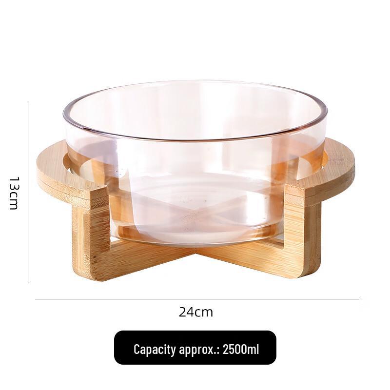 Bamboo Wood Base Glass Fruit & Snack Plate