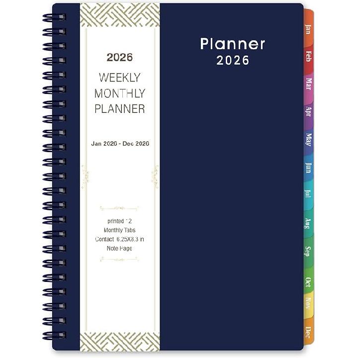 2026 Planner - Weekly & Monthly Planner 2026, Planner 2026, From January 2026 - December 2026, 6.25 in × 8.3 in, Flexible Cover, Twin-Wire Binding -