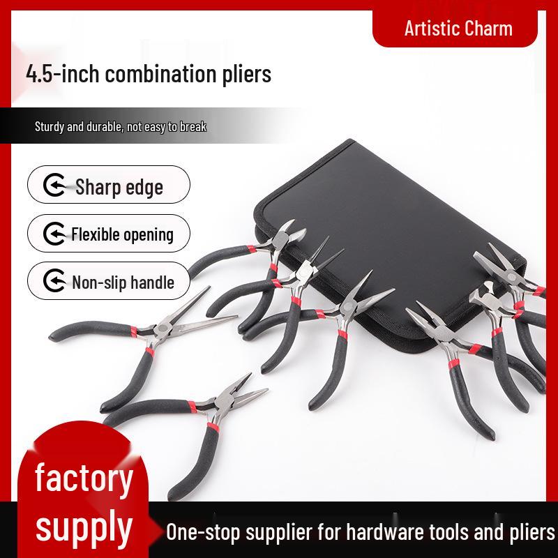 4.5-inch 8-piece Mini Pliers Set: Wire Cutter, Needle-Nose, Bent-Nose—Handmade Jewelry DIY Tools Round Nose Pliers