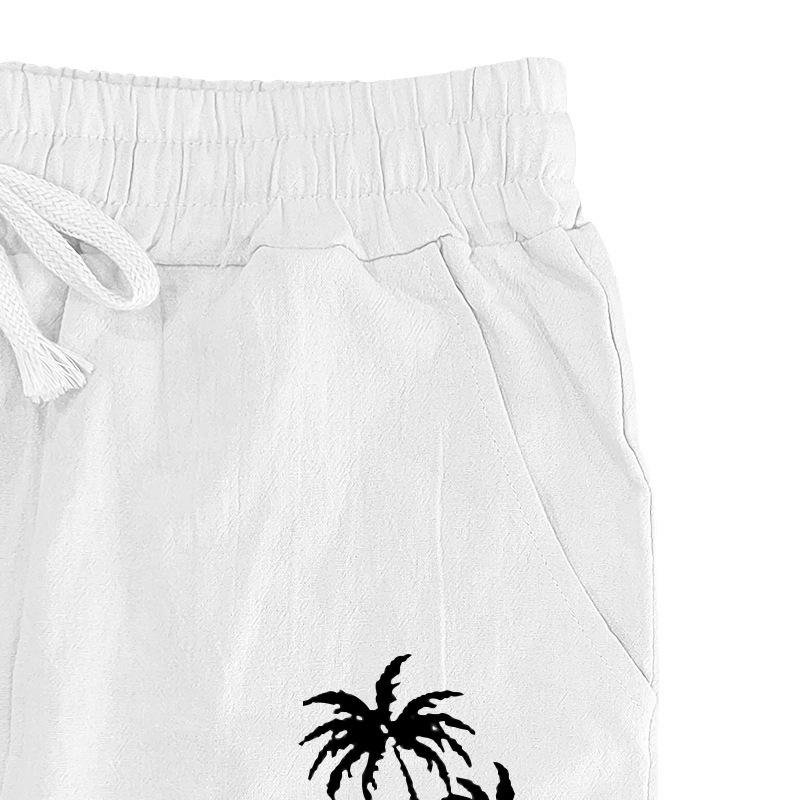 Men's Coconut Printed Breathable Cotton and Linen Loose Casual Sweat Pants for Men