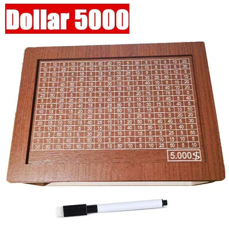 Euro Dollar Saving Money Box Handmade Wooden Cash Vault Piggy Bank with Money Goals Numbers for Kids Adults Gifts