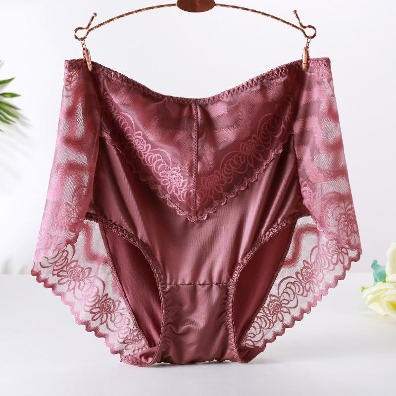 Women's Plus High Lingerie Waist Sexy Knickers Lace Hollow Mesh Briefs Underwear Panties