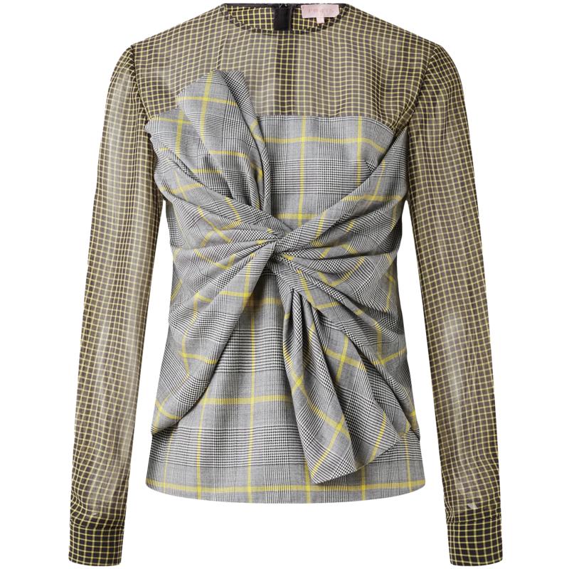 PORTS Women s Spliced Design Long Sleeve Wool Shirt XS