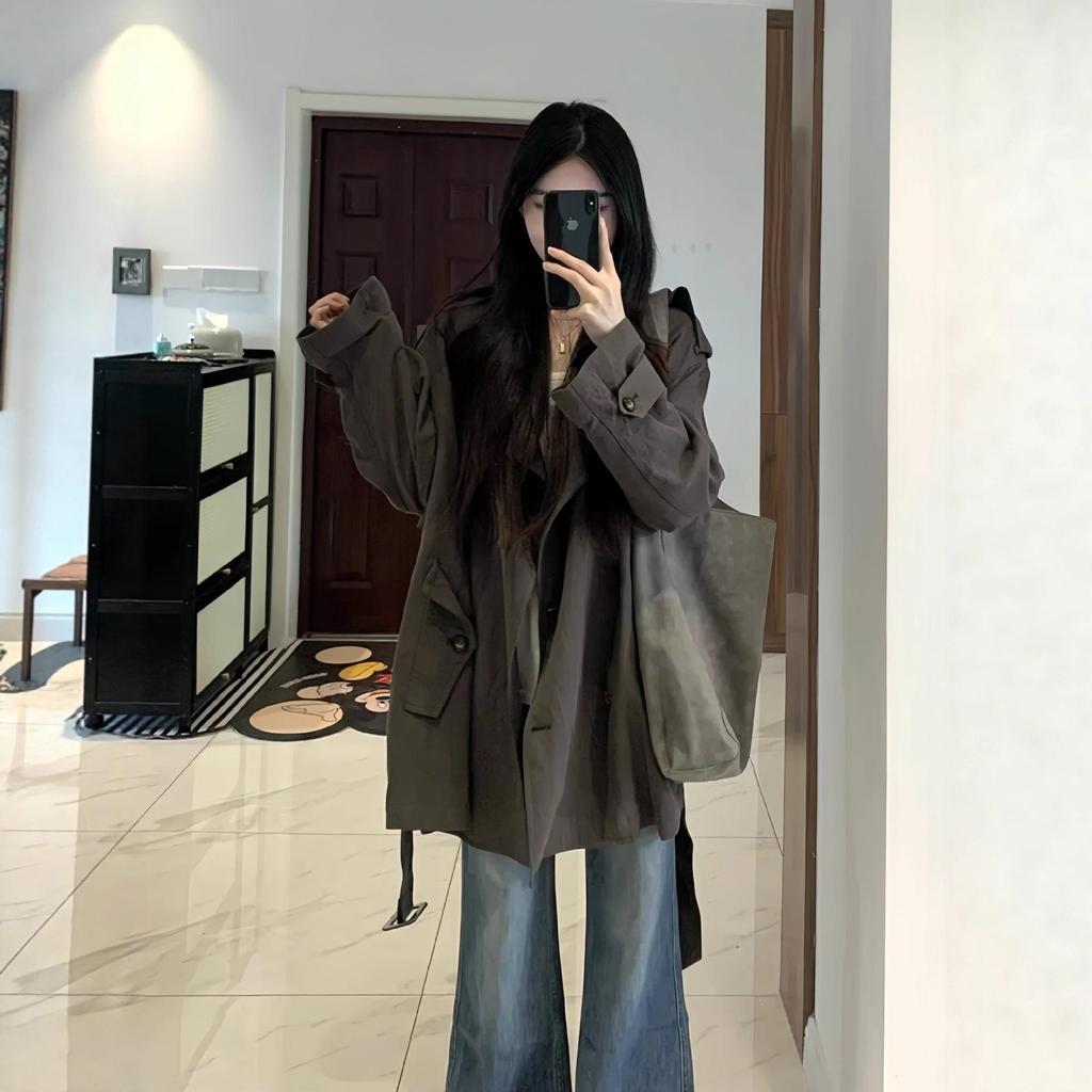 2025 Women's Spring Korean-Style Thin Casual Trench Coat