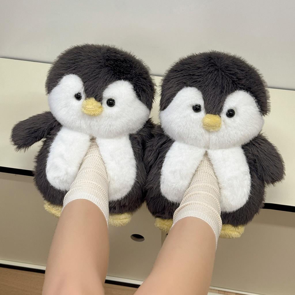 Süße Pinguin-Baumwollpantoffeln Wintertasche und neue rutschfeste warme Plüsch-Baumwollschuhe für den Innenbereich Winter