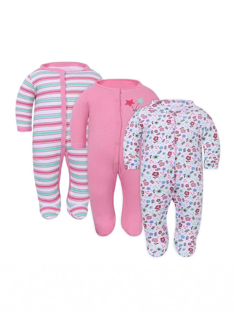 Reine Baumwolle Baby 3-teiliges Langarm-Strampler-Set - Frühling/Herbst Neugeborenen-Strampler