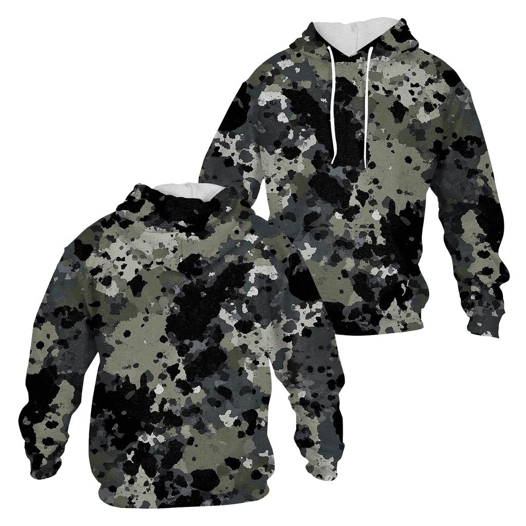 Men's Casual Fashion Long Sleeve Hooded With Pocket Flag Small Print Sweatshirt