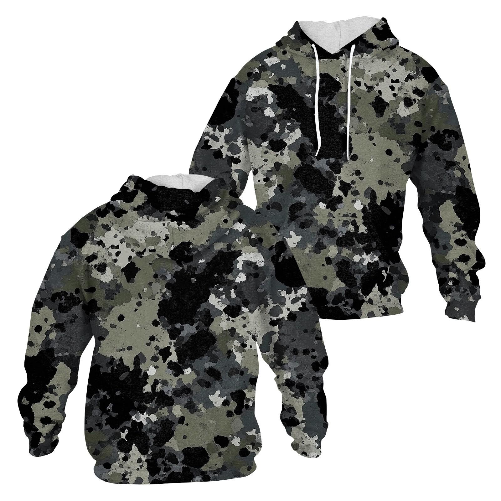 Men s Casual Fashion Long Sleeve Hooded With Pocket Flag Small Print Sweatshirt L чёрный