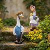 Straw-Hat-Wearing Male and Female Duck Garden Ornaments, Rustic-Style Duck Sculptures, Garden, Lawn, and Courtyard Decorations