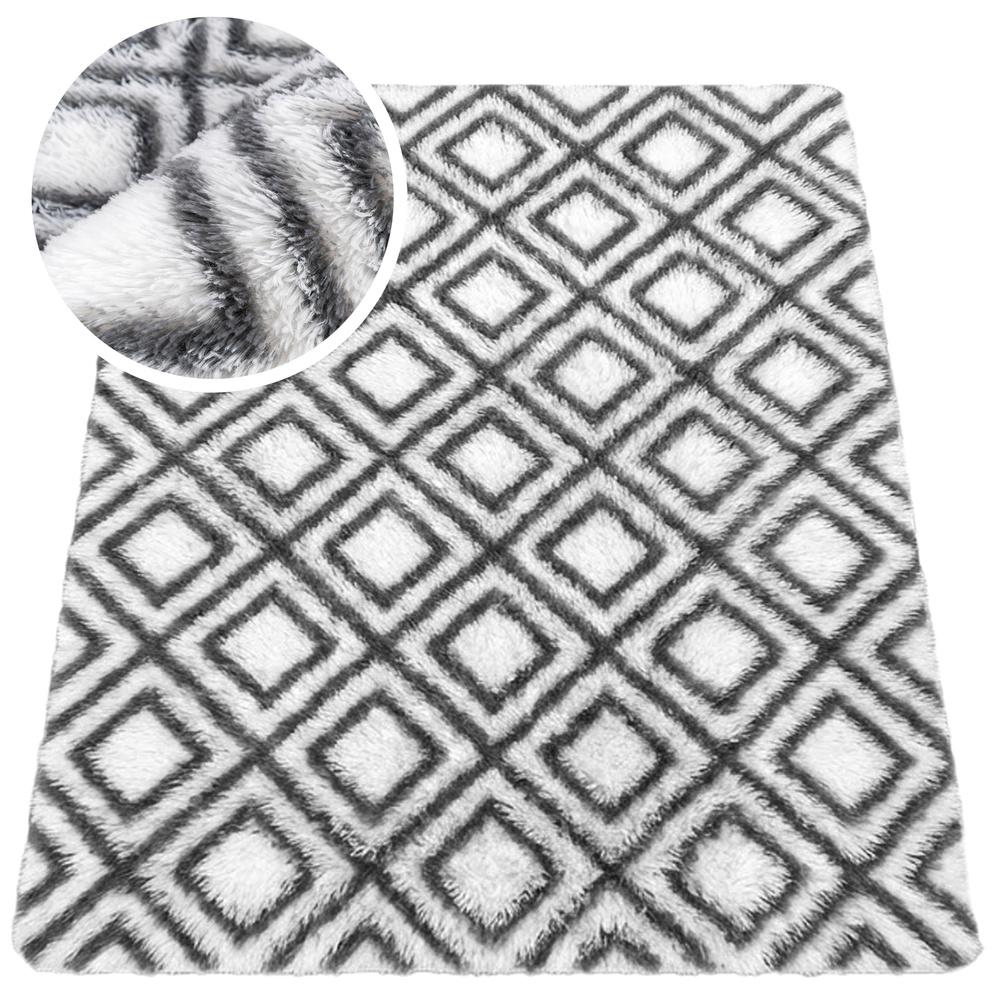 Shaggy Living Room Rug DECOR Non-slip Soft Fluffy Fashionable 120x170 White Cube