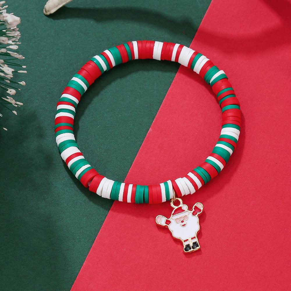European and American Christmas popular soft pottery bracelet, elk snowman Christmas tree alloy pendant, gift jewelry
