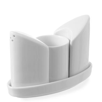 Spice Set: Salt, Pepper, Toothpicks, White Porcelain, Hendi 786420