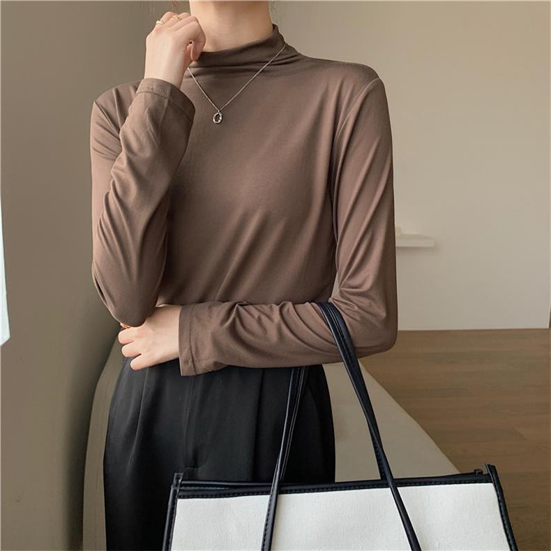 

Женская повседневная рубашка Slim Fit с полуворотом - свежий и теплый дизайн One Size 80-140 кофейный