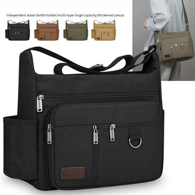 Erkekler İçin Vintage Kanvas Çapraz Çanta - Modaya Uygun Omuz Çantası Messenger (Dayanıklı Seyahat ve Günlük El Bagajı)