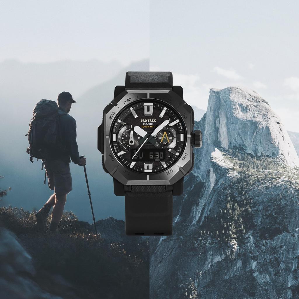Casio Pro Trek Climber Line Solar Sapphire Made with Environmentally Friendly Brown Watch, Bluetooth, Radio-Controlled Powered, Crystal, Materials,