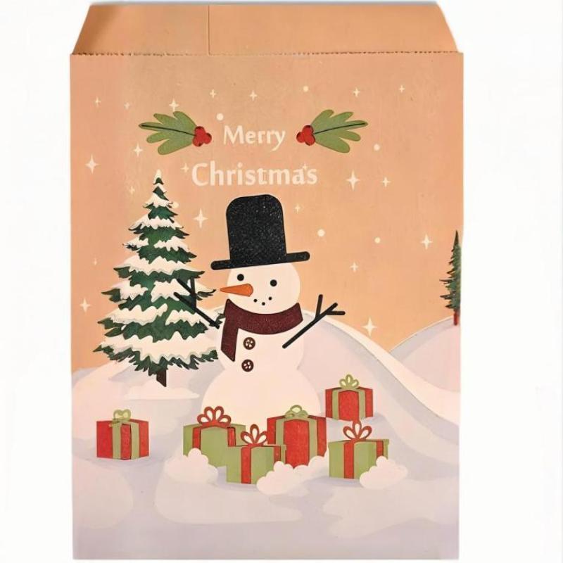 20 Stück Frohe Weihnachten Geschenktüten Weihnachtsmann Kraftpapier Süßigkeiten Kekse Beutel Weihnachtsfeier Gastgeschenke 2025 Weihnachten DIY Adventskalender