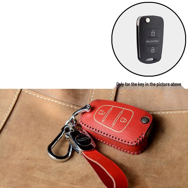 Hyundai Smart Key Cowhide Lanyard Case for Sonata, IX35, Tucson, Elantra, Yuedong, Santa Fe