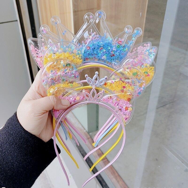 Cat Ears Quicksand Hair Band Crown Rabbit Ears Children's Hair Accessories Students Share Kindergarten Prizes Sequined Elements