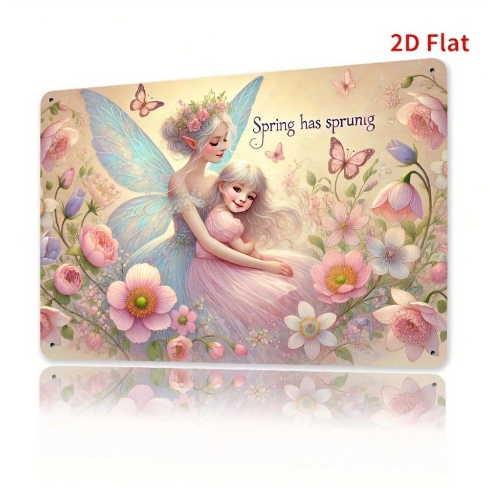 Feen Schmetterling Floral Metall Wandkunst 11,8x7,87 Zoll Lebendiges Böhmisches Dekor