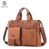 Genuine Full Grain Crazy Horse Leather Mens Business Briefcase 16 Inch Laptop Bag Office Commute Travel