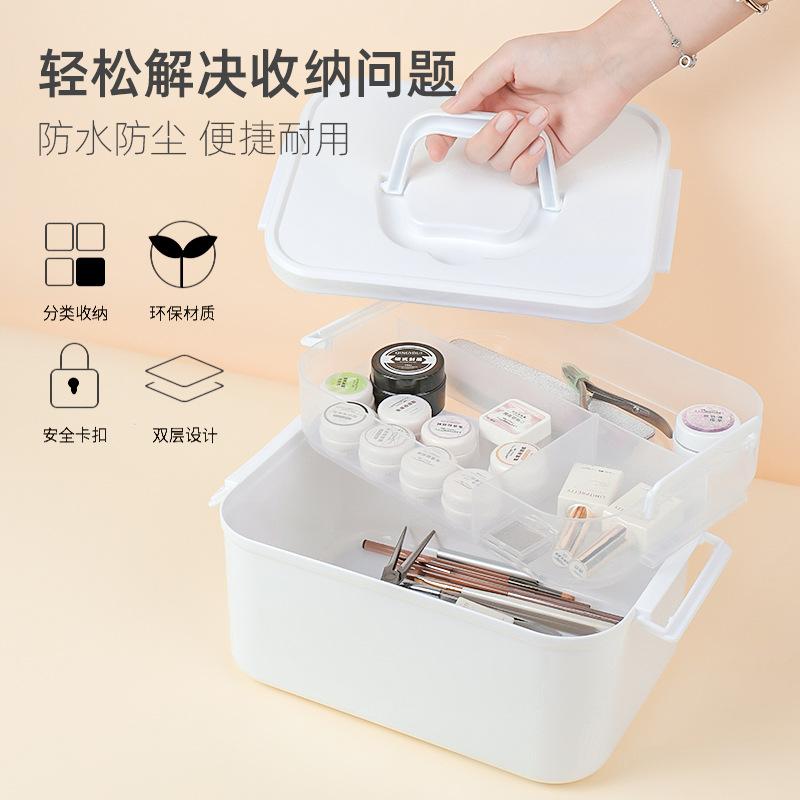 Nail art Toolbox Large capacity can put light therapy machine Nail polish glue portable double storage box nails technician new