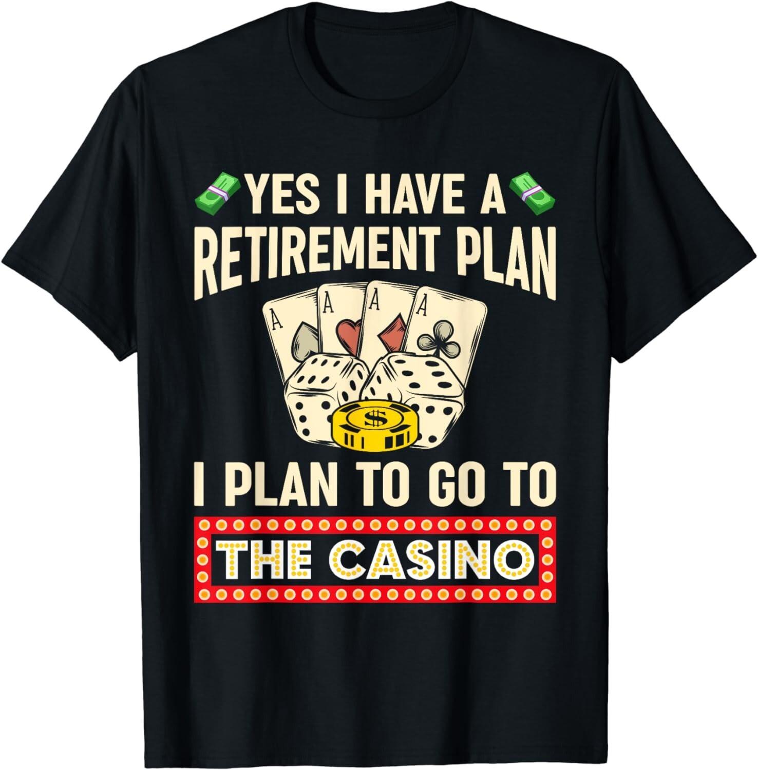 Retirement Plan Grandpa Dad Funny Casino Gambling Poker Gift Unisex T-Shirt XL