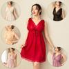 Alluring V-Neck Transparent Sleepwear Camisole for Women, Plus Size Fat M Lingerie Nightgown Set