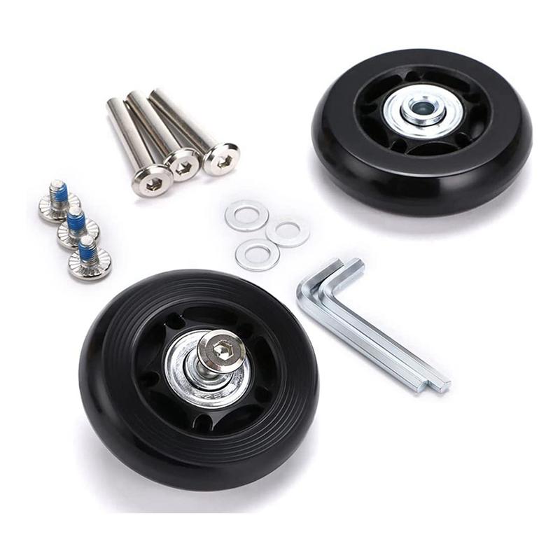 ABUL-60Mm X 18Mm Luggage Suitcase Replacement Wheels, Rubber Swivel Caster Wheels Bearings Repair Kits, 2 Set Of 4