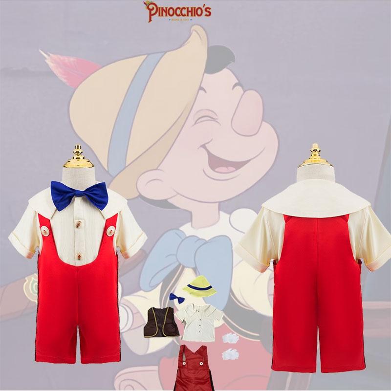 Nuovo Arrivo Costume Cosplay da Pinocchio per Ragazzi Set da Tre Pezzi Per Spettacolo Travestimento