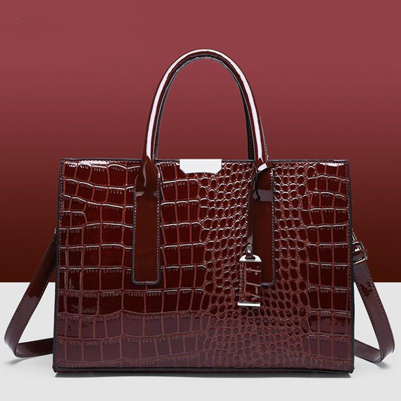 Standard Crocodile Pattern Women's Bag Large Capacity Shoulder Bag PU Leather Top-Handle Bag Luxury Crossbody Bag