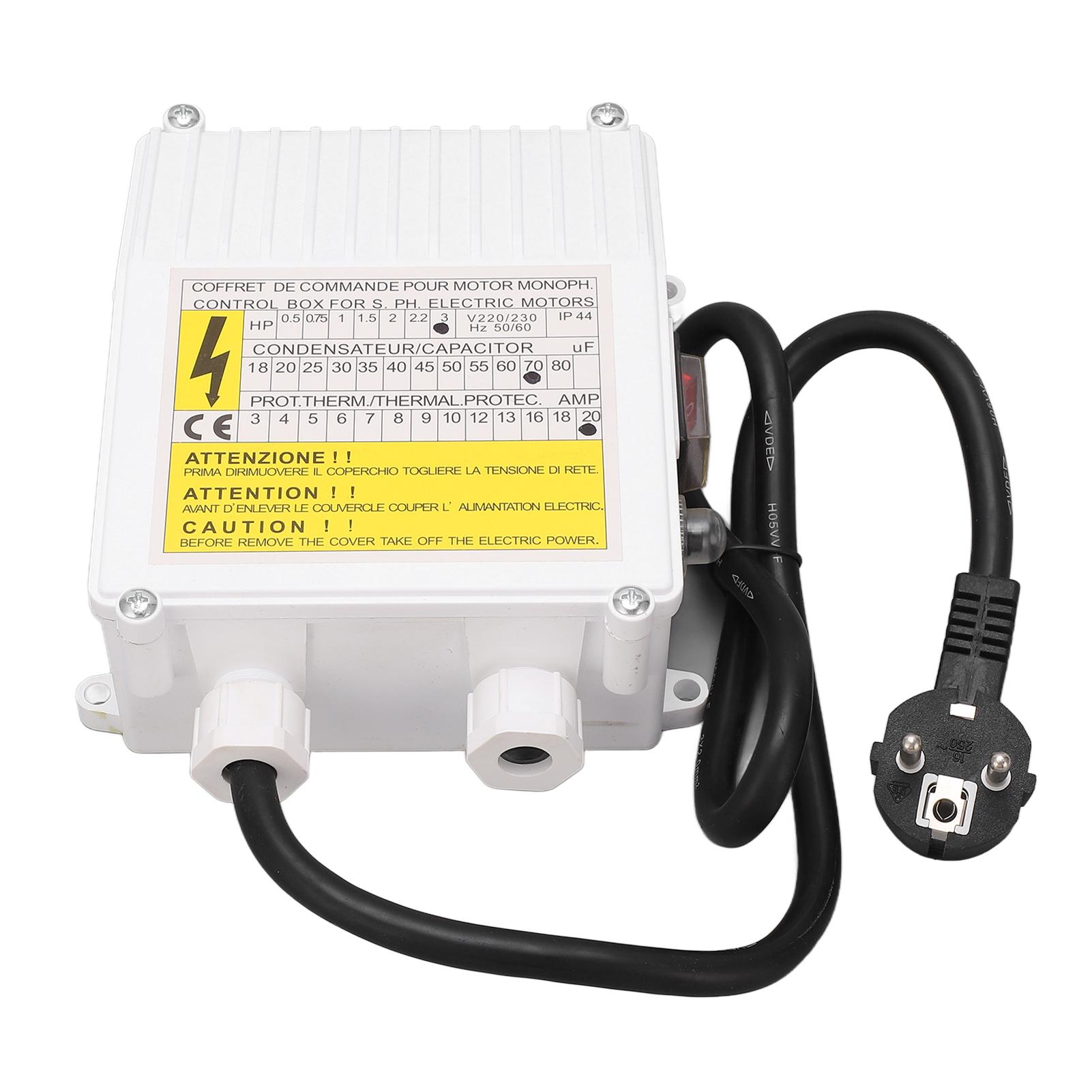 

Deep Well Pump Control Box Household 3.0HP Submersible Switch Controller 2.2KW 70uf 20A EU Plug