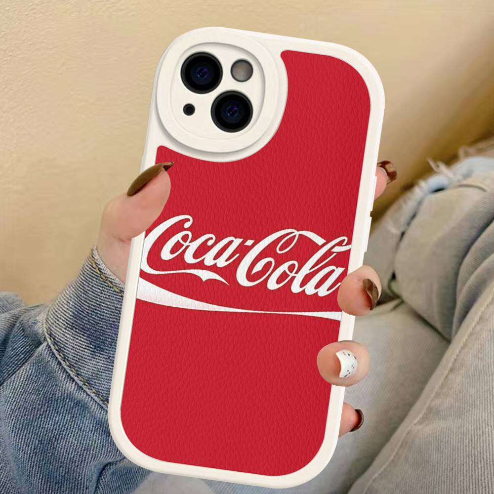 Hot C-Coca Drinks C-Cola Leather Phone Case For IPhone 15 14 13 Pro Max 12 11 16 Plus Phone Cover