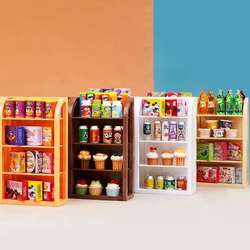 1:12 Miniaturowy Półka Supermarketowa Stojak Ekspozycyjny Półka do Przechowywania Dekoracja Sceny Zabawka Akcesoria do Domku dla Lalek