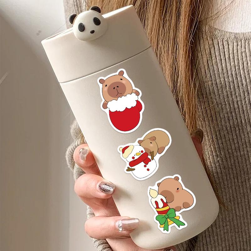 50Pcs Cute Christmas Capybara Stickers Diy Decoration Stationery Guitar Phone Notebook Scrapbook Creative Decals Kids Toys Gift