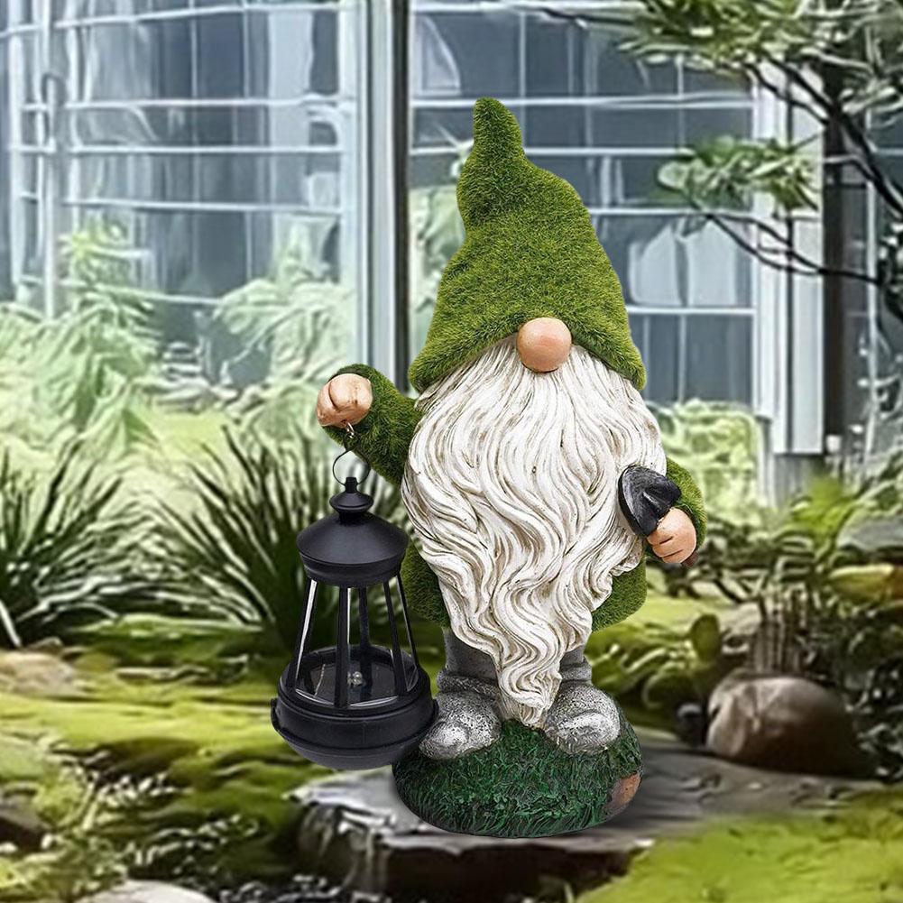 Cross Border Outdoor Solar Light, Elf Resin Craft Decoration, Dwarf Flocking Statue, Decorative Garden Landscape Light