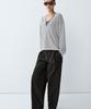 Masimodutti Striped V-Neck Knit Sweater