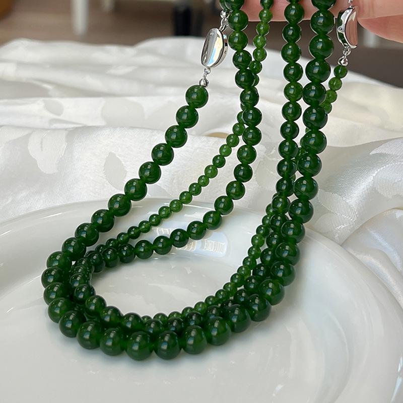 Elegantní náhrdelník z korálků ze zeleného achátu pro ženy - Svěží, jednoduchý a všestranný choker