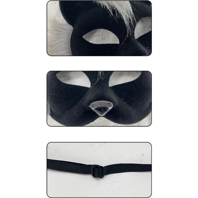 Weiche Katzen-Gesichtsmaske für Cosplay und Halloween-Partys Party-Karnevalsmaske mit verstellbarem Gummiband Angenehm zu tragen