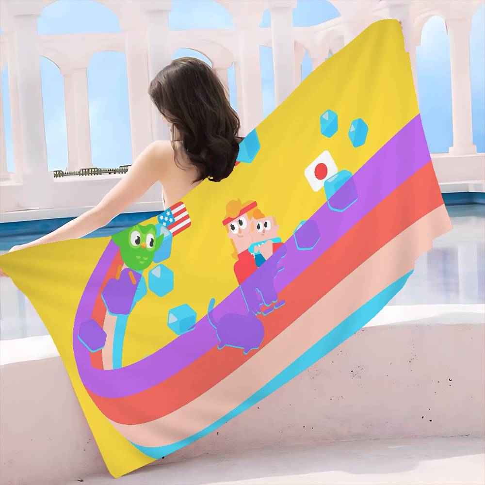Funnyt D-Duolingo Microfiber Printed Beach Towel Mountain Climbing Yoga Beach Swimming Running Absorbent Soft Towel
