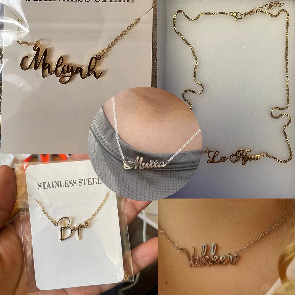 Cooltime Custom Necklace Woman Stainless Steel Personalized Gold Color Chain Letter Necklace Jewelry Birthday's Day Gift