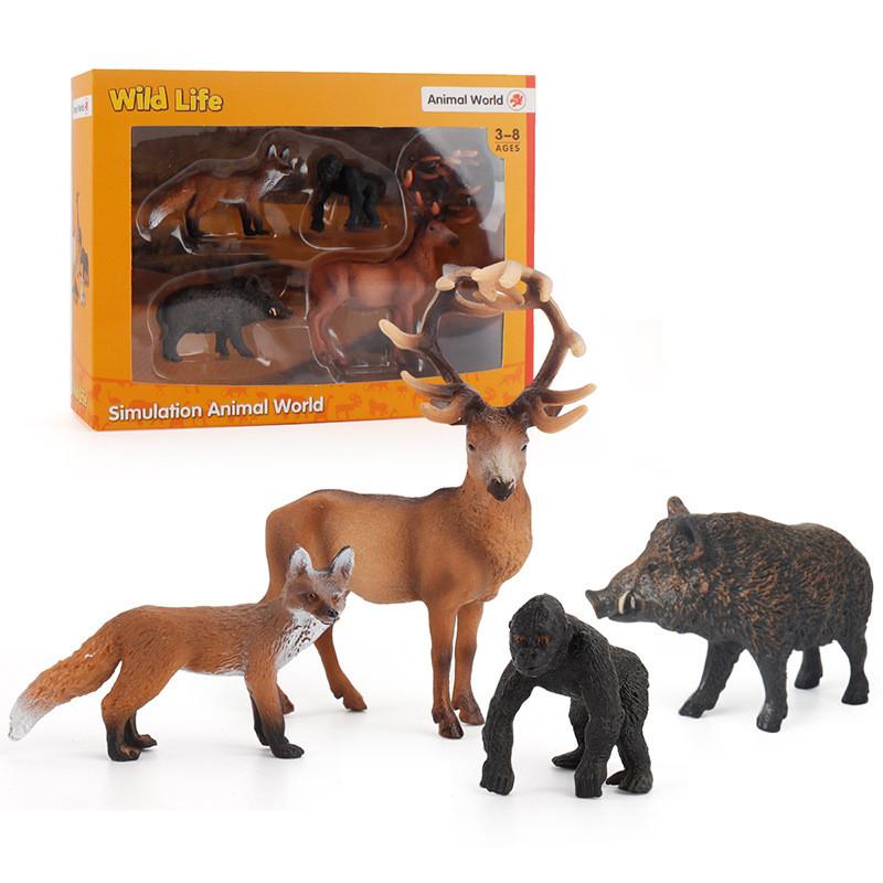 Wild Animal Pvc Figurine Black Chimpanzee Fox Deer Gift For Kids And Collectors