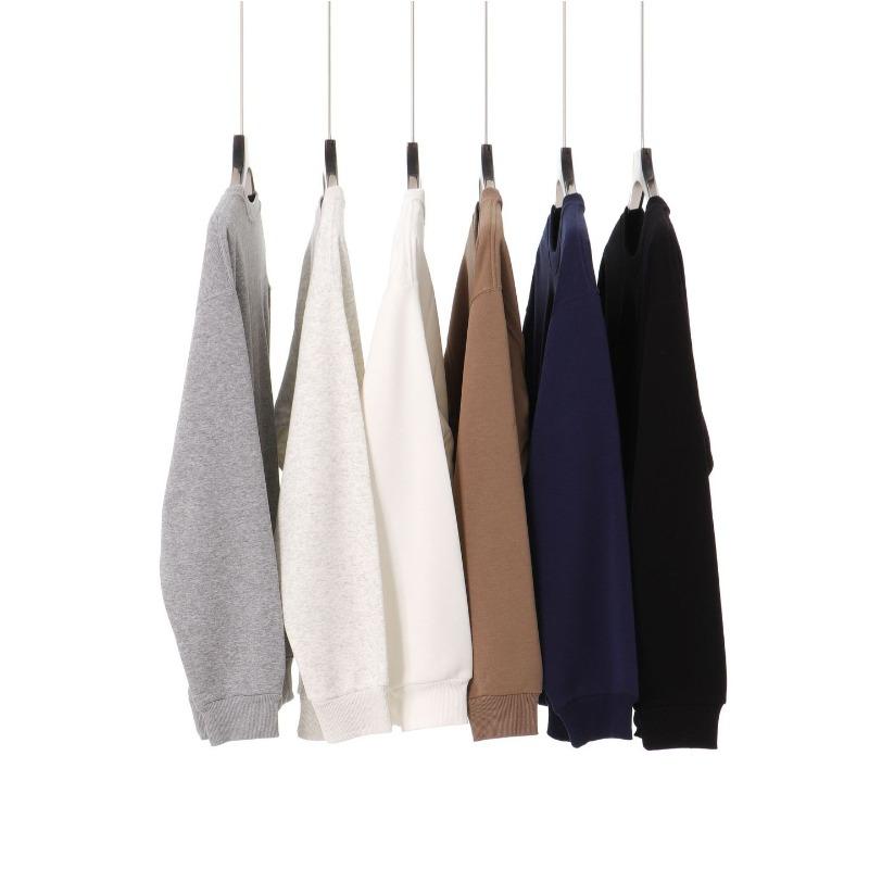 Autumn and winter new cotton crew neck sweater solid color loose casual men's and women's tops