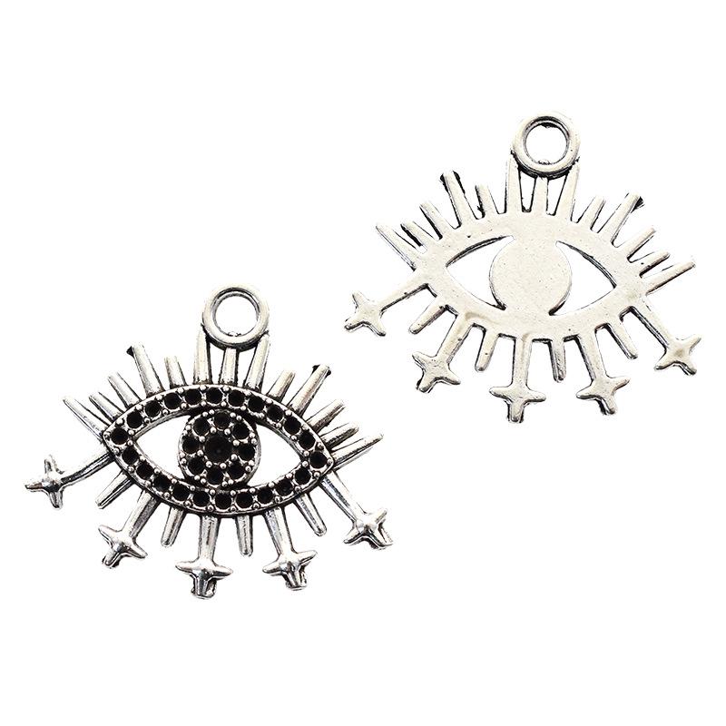 DIY Alloy Jewelry Accessories: 16 Antique Silver Horus Eye Pendants Set