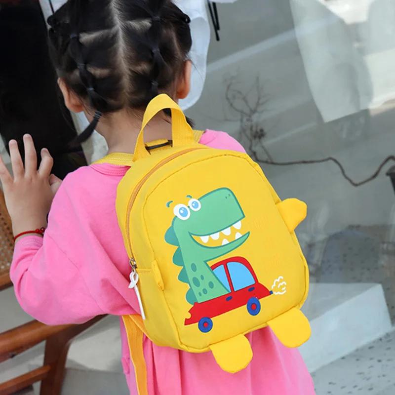 Cute Dinosaur Baby Kindergarten Backpack Cartoon Children School Bags Adjustable Boys Girls Anti-lost Book Bags Kids Backpacks