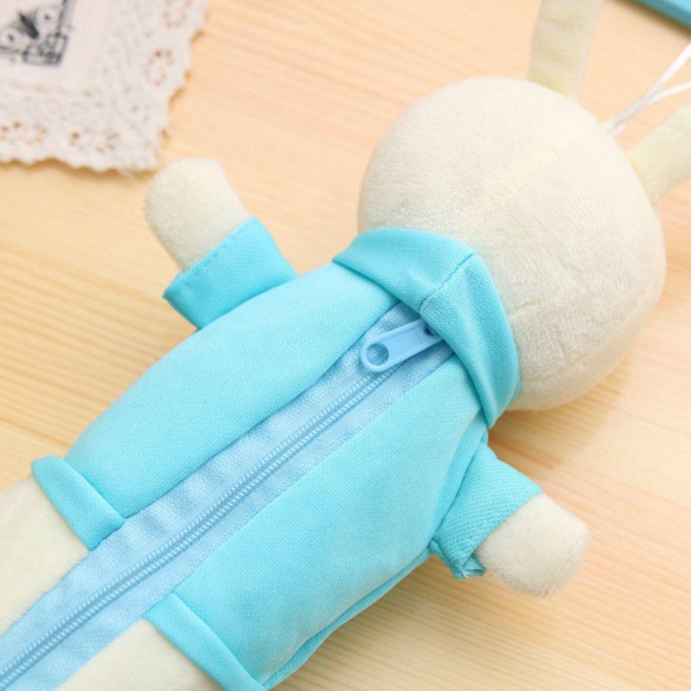 Cartoon Student Pencil Case Kawaii Stationery Storage Box Durable Plush Rabbit Pencil Bag  Girls