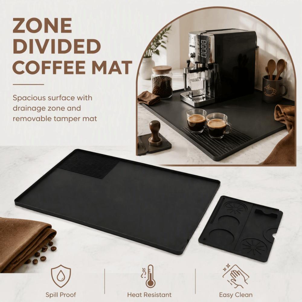 2pcs set Waterproof Coffee Bar Mat Non-Slip Coffee Maker Mat Silicone Coffee Mat  Under Coffee Maker