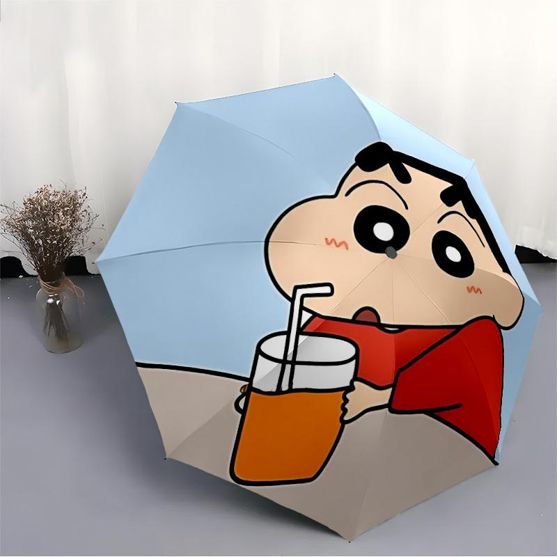 Crayon Shin-chan, Juice Automatic Folding Umbrella with Sturdy Iron Frame, Portable Compact Travel Umbrella All-Season Use Parties 0807068