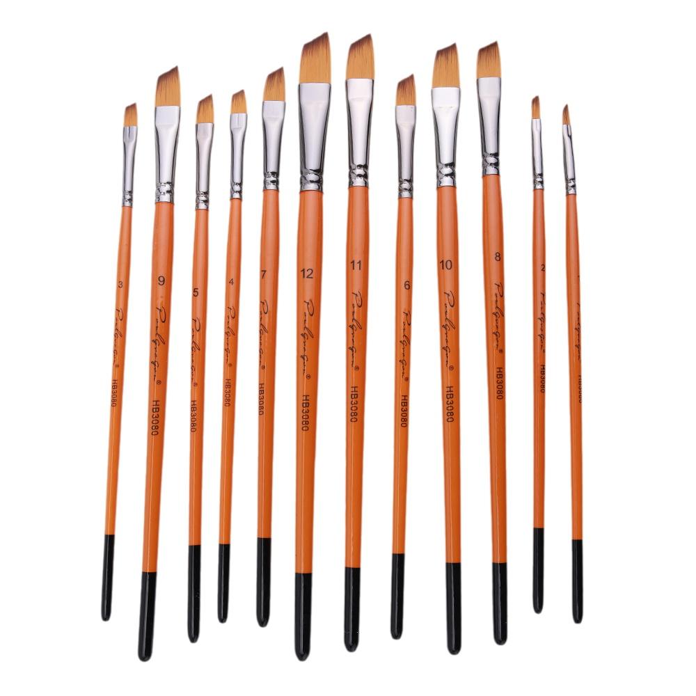 12 Stück Malpinsel Set Kit Künstler Pinsel mit Nylonhaar für Künstler Acryl Aquarell